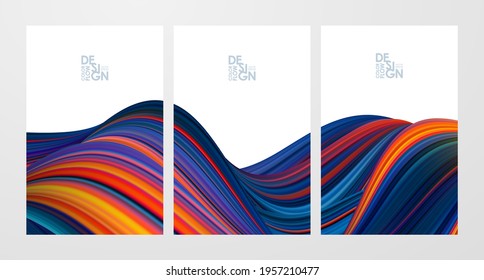 Vector illustration: Set of three colorful flow poster backgrounds. Modern design. 