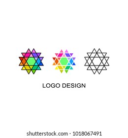 Vector illustration set of three geometrical logo template. Simple hexagonal mandalas