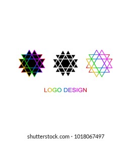 Vector illustration set of three geometrical logo template. Simple hexagonal mandalas