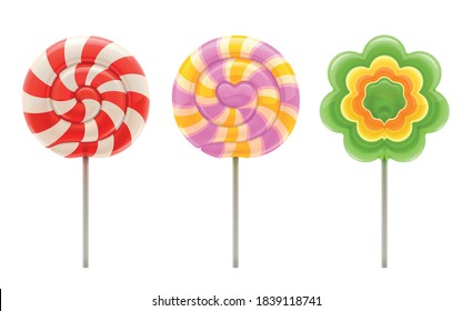 Vector illustration of a set of three lollipops.