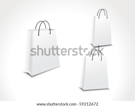  vector illustration set of three paper shopping bags.