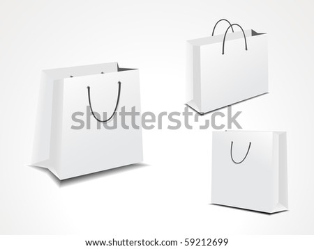 vector illustration set of three paper shopping bags.