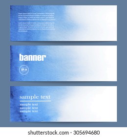 Vector Illustration of set of three watercolor banners. Eps10.