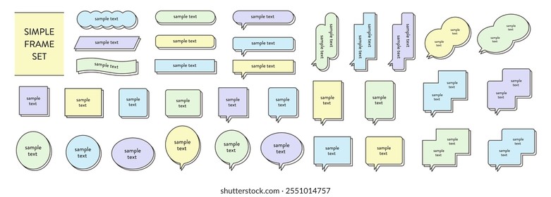 Vector illustration set of three-dimensional speech bubbles and frames. Speech balloon, decorations