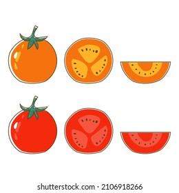 Ilustración vectorial de tomates.Tomate de estilo plano.