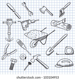vector illustration set of tools