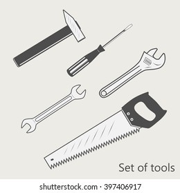 vector illustration set of tools- vintage style.