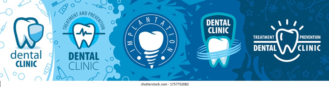 Vector illustration of a set of tooth logos for dentistry