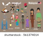 Vector illustration Set of traditional Malaysia cultural symbols. 