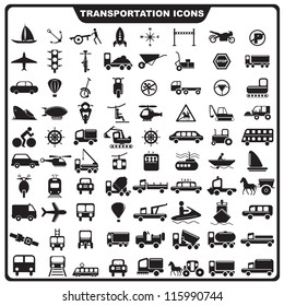 vector illustration of set of Transportation icon against isolated background