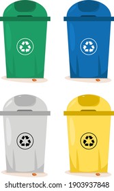 Vector illustration set of a trash box in the yard to hold trash