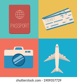 Vector illustration set travel. Flat icons
