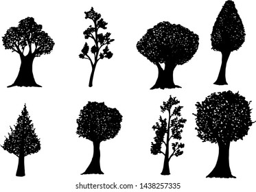 Set Vector Trees Leaves Stock Vector (Royalty Free) 167519069