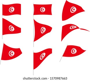 Vector Illustration of Set with Tunisia Flag