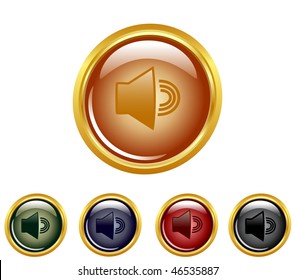 vector illustration of a set of a turn on volume  buttons.