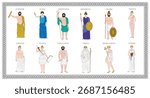 Vector illustration set of twelve Roman gods
