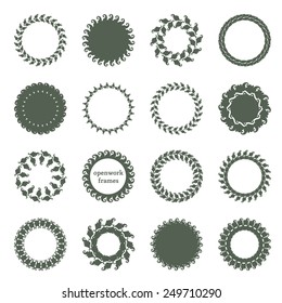 Vector illustration: set of twelve vintage abstract round ornaments