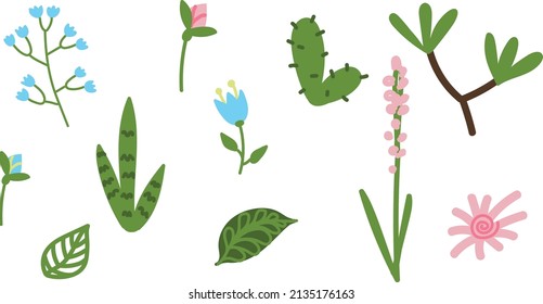 Ilustración vectorial. Ambientado con ramas y flores