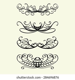 Vector illustration. Set twist decorative elements, scrolls.