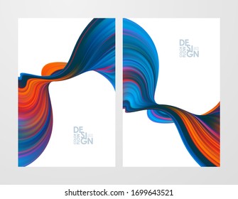 Vector illustration: Set of two abstract colorful flow poster backgrounds. Modern  design. 