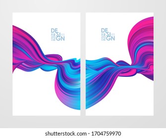 Vector illustration: Set of two abstract colorful flow backgrounds. 