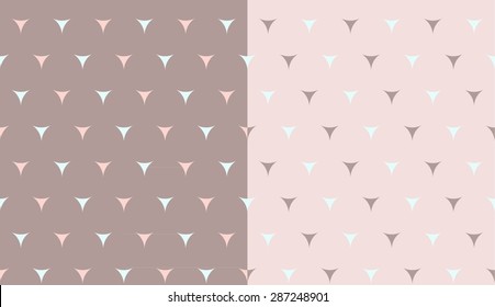 vector illustration set of two abstract geometric patterns, with triangles motifs in pastel colors