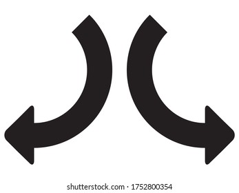 Vector illustration of set of Two Black arrows icon on white background