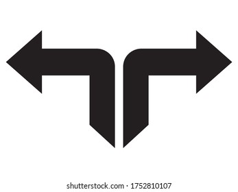 vector illustration of set of Two Black arrows icon on white background