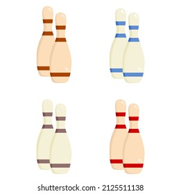 Vector illustration set of two bowling pins for bowling, perfect for sports advertising