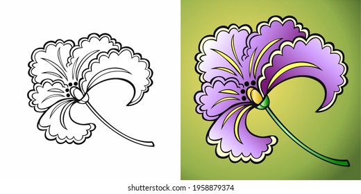 Vector illustration. Set of two colors of iris black and white and color