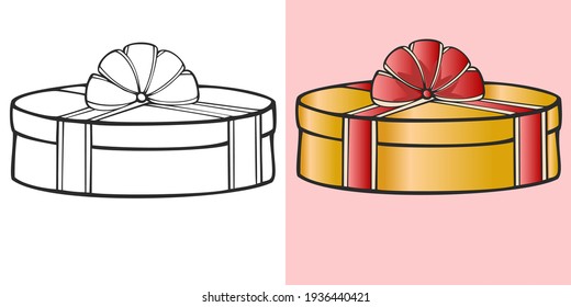 Vector illustration, Set of two gift boxes in black and white and color