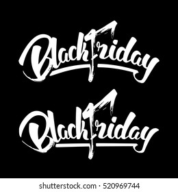 Vector illustration: Set of two Hand lettering of Black Friday isolated on dark background