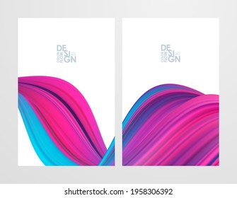 Vector illustration: Set of two pink color flow poster backgrounds. Modern design. 