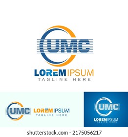 A vector illustration set of UMC Monogram Logo Sign