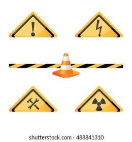 Vector illustration of set of under construction sign
