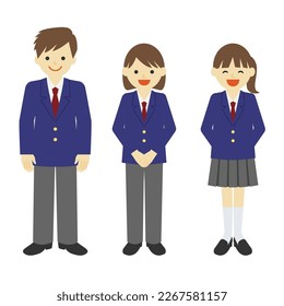 Conjunto de ilustraciones vectoriales de escolares y escolares de uniforme