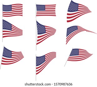 Vector Illustration of Set with United States Flag