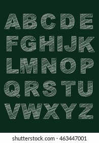 Vector Illustration of Set of Uppercase Alphabet in Chalk Style 