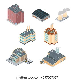 Ilustración vectorial de un conjunto de edificios industriales urbanos.
Edificios industriales urbanos isométricos.
Fábricas industriales y conjunto de ilustraciones de almacén Icono.