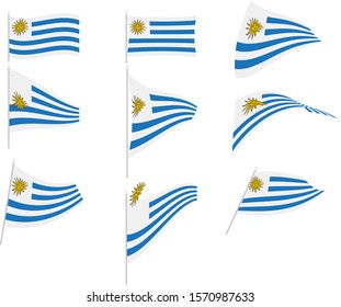 Vector Illustration of Set with Uruguay Flag