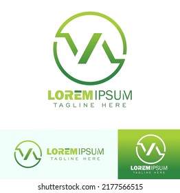 A vector illustration set of VA Monogram Initial Logo Sign