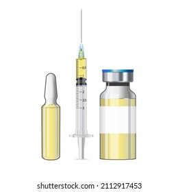 Vector illustration of a set for vaccination on a white background