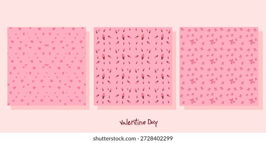 Vektorgrafik-Set Valentinstag-Hintergrundband, Eis und Herz für Stoffdesign, abstrakte Karte, Vintage-Hintergrund. Nahtloses Muster Valentine Day Coquette Liebe niedlich Konzept Poster, Banner