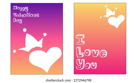 Vector Illustration Set of Valentine's Card and I love you Typography with Hearts