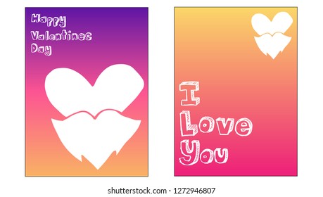 Vector Illustration Set of Valentine's Card and I love you Typography with Hearts