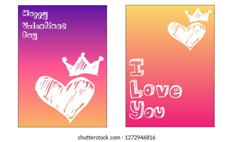 Vector Illustration Set of Valentine's Card and I love you Typography with Hearts