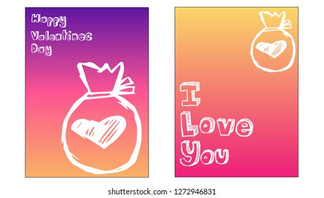 Vector Illustration Set of Valentine's Card and I love you Typography with Hearts
