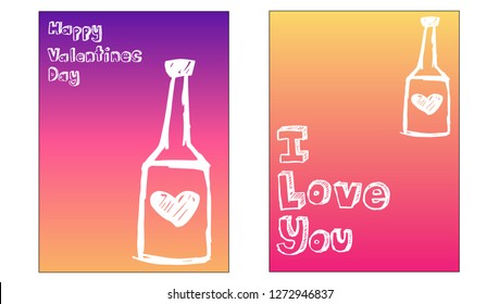 Vector Illustration Set of Valentine's Card and I love you Typography with Hearts