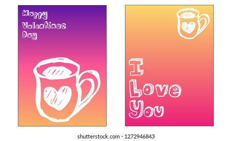 Vector Illustration Set of Valentine's Card and I love you Typography with Hearts