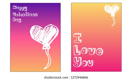 Vector Illustration Set of Valentine's Card and I love you Typography with Hearts